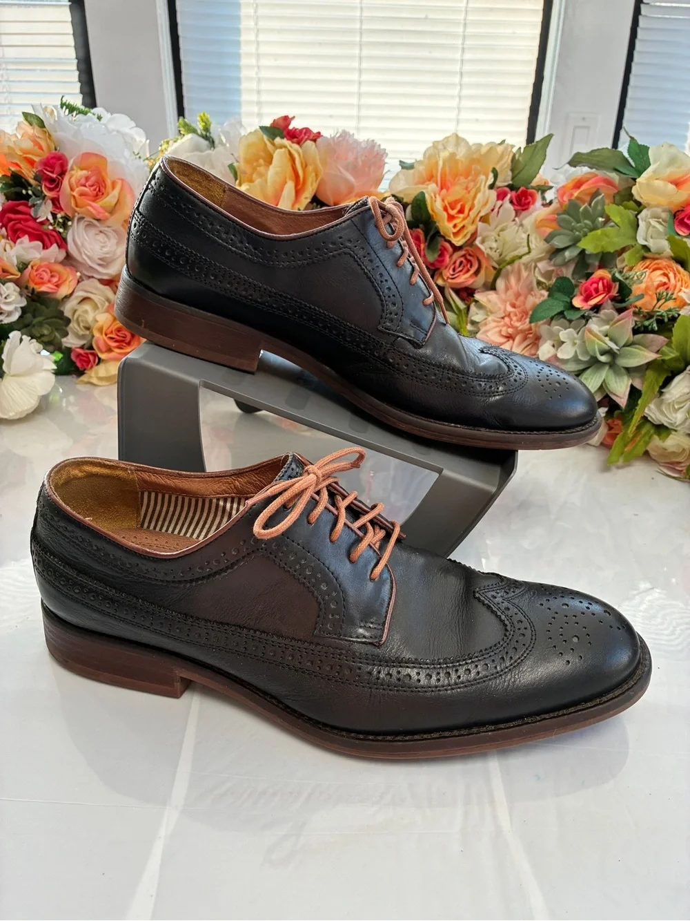 Johnston & Murphy J&M 1850 20-1355 Black Leather Longwing Derby Shoes 12M